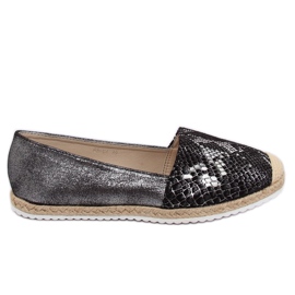 Schwarze Espadrilles mit Schlangenhautmuster 68-64 Schwarz