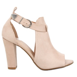 Pumps mit offenem Finger beige 368-2 Weiß
