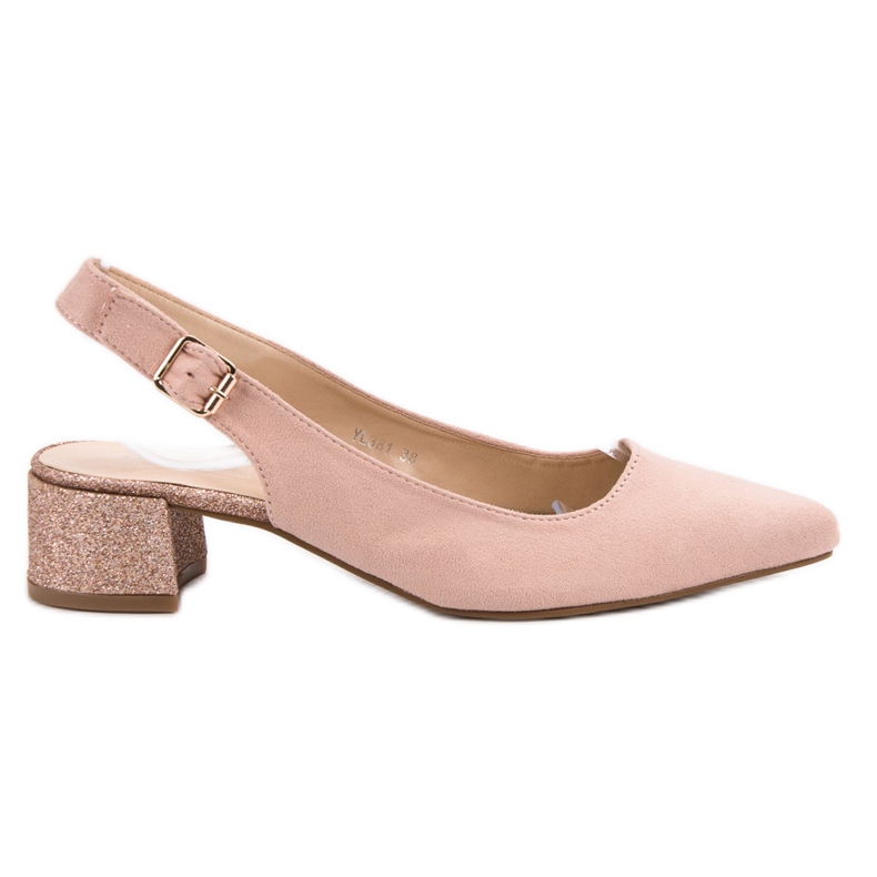 Weide Pumps mit Glitzerabsatz rosa