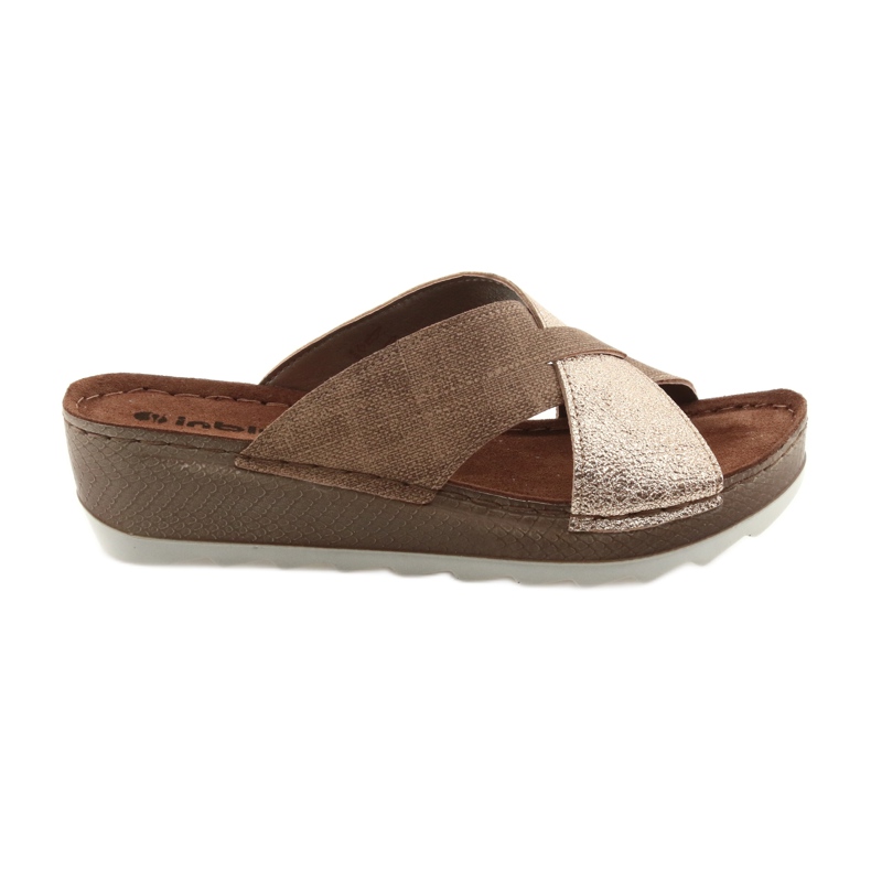 KOMFORT INBLU GX006 braun / gold Hausschuhe beige golden