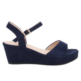 Sandalen mit niedrigem Keilabsatz blau K-7 DK.BLUE marineblau