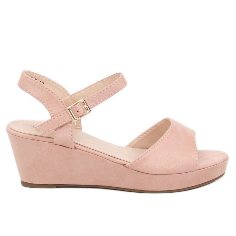 Rosa Sandalen auf niedrigem Keilabsatz rosa K-7 Pink