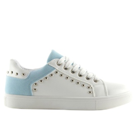 Weiße und blaue Sneakers für Damen LA09 Blau