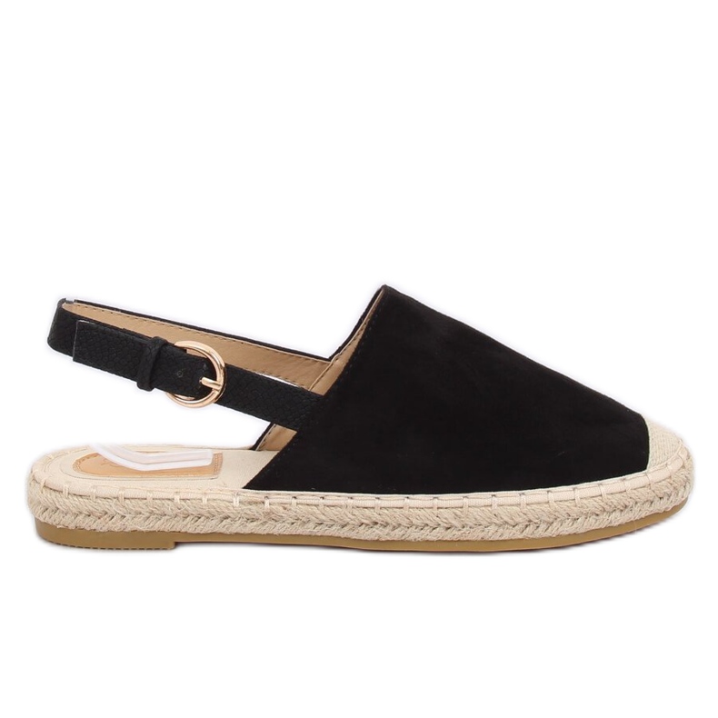 Schwarze Espadrilles mit offenem Absatz schwarz HH-119 Black