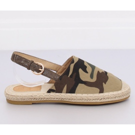 Espadrilles mit offenem Fersentarn HH-119 Camouflage grün