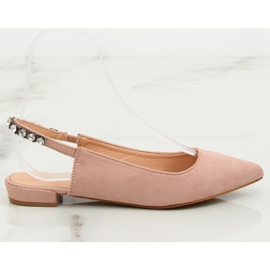 Ballerina mit offener Ferse pink LS5028 Beige II-GAT rosa