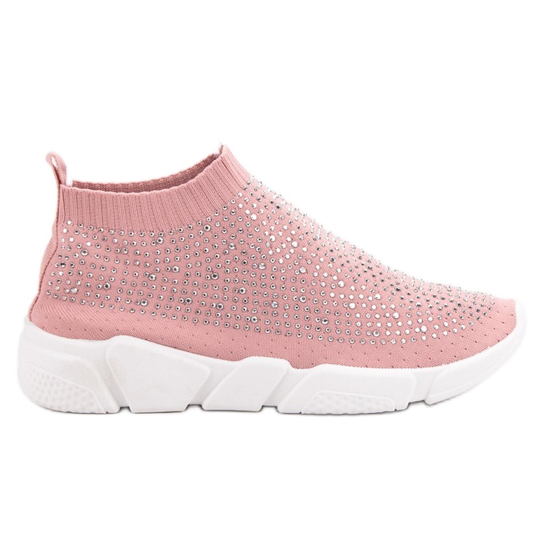 Textile Sportschuhe mit Kristallen rosa