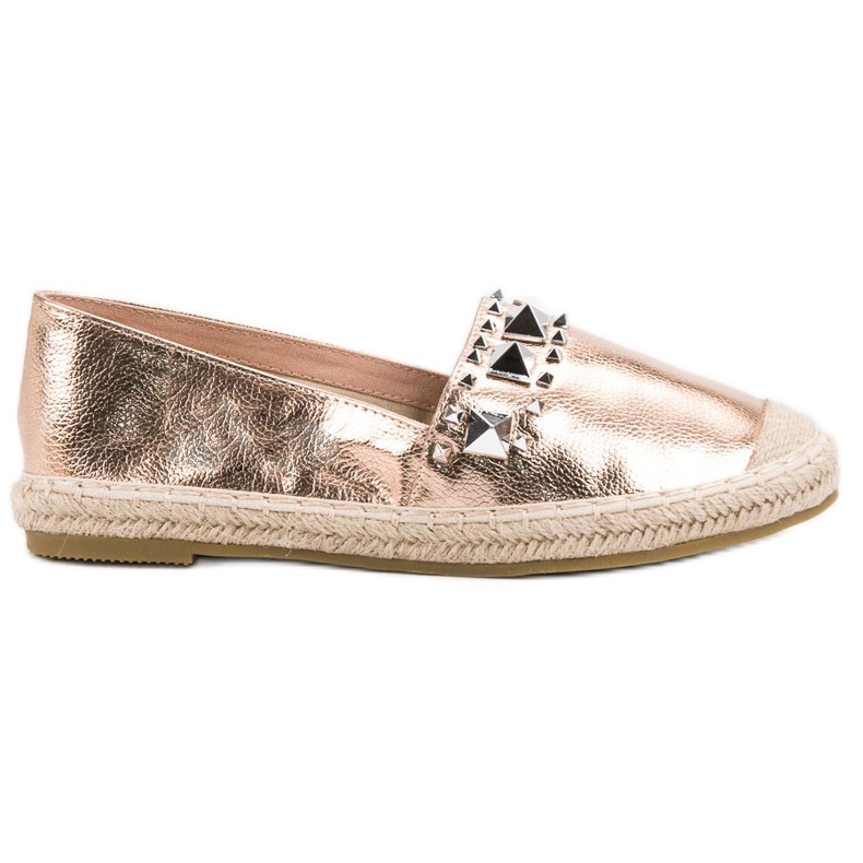 Bestelle Espadrilles mit roségoldenen Nieten gelb rosa