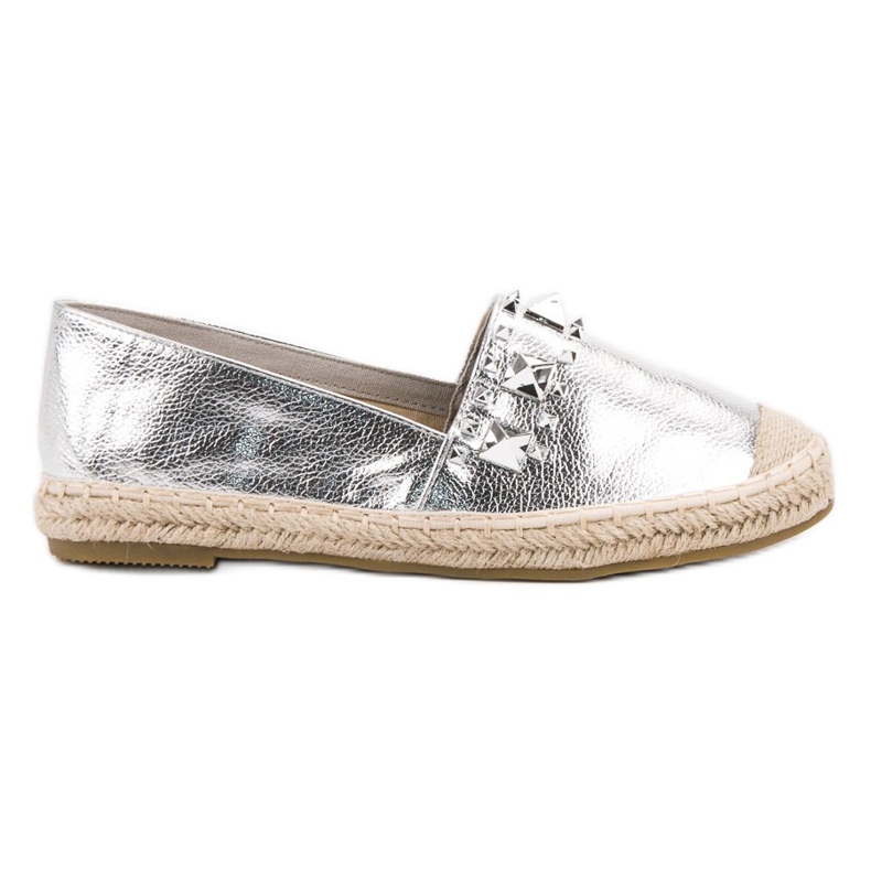 Bestelle Silberne Espadrilles mit Nieten grau