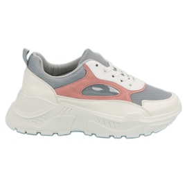 Turnschuhe auf der Plattform weiß grau rosa