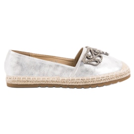 Ideal Shoes Silberne Espadrilles mit Ornamenten grau