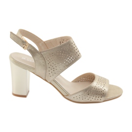 M.Daszyński Daszyński Leder-Innensohlensandalen gelb