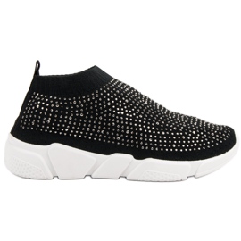 Textile Sportschuhe mit Kristallen schwarz