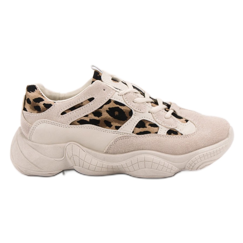 Beige Sneakers mit Animal-Print