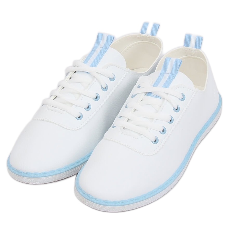 Weiße und blaue Sneakers für Damen XJ-2918 L.BLUE