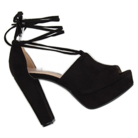 Schwarz LM-058 Schwarze Plateau-Sandalen