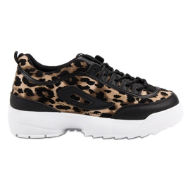 Schwarze Sneakers mit Animal-Print braun