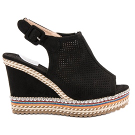 Nio Nio Aufgesetzte Keilsandalen schwarz