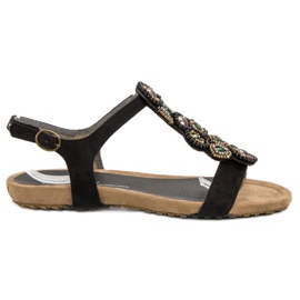 Corina Schwarze Boho-Sandalen