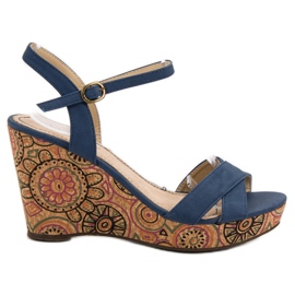Corina Blaue Ethno-Sandalen