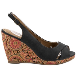 Corina Modische Ethno-Sandalen schwarz