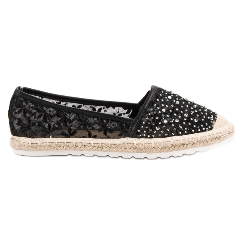 Ideal Shoes Espadrilles mit Kristallen schwarz