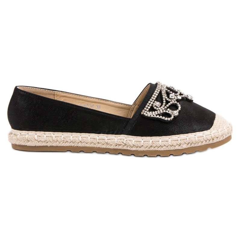 Ideal Shoes Schwarze Espadrilles mit Ornamenten