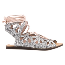Corina Glitzer Sandalen grau