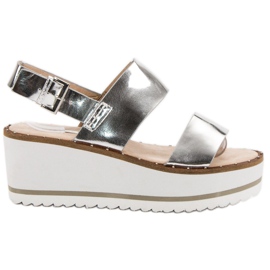 Corina Silberne Sandalen auf der Plattform grau