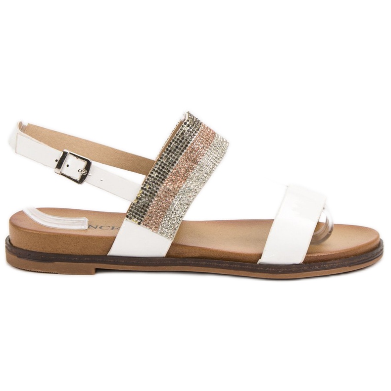 Sandalen mit VINCEZA-Kristallen weiß