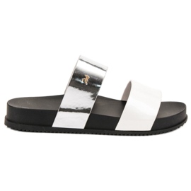 Vinceza Bequeme Flip-Flops weiß grau