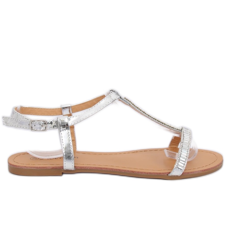 Silberne Sandalen mit Zirkonia SY644 Silver grau