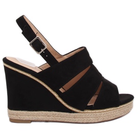 Schwarze Sandalen mit Keilabsatz 9069 Schwarz