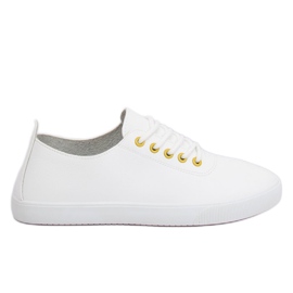 Weiße Damen Sneaker WD009 WEISS / GELB