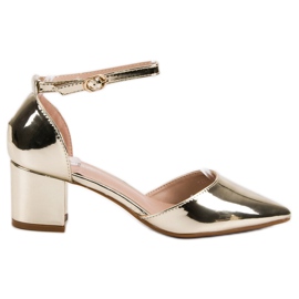 Weide Glänzend lackierte Pumps gelb