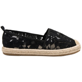 Lucky Shoes Schwarze Espadrilles aus Spitze