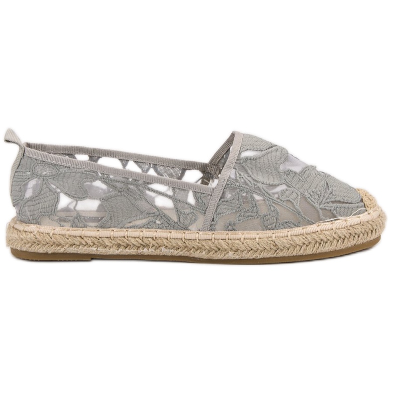 Lucky Shoes Graue Espadrilles aus Spitze