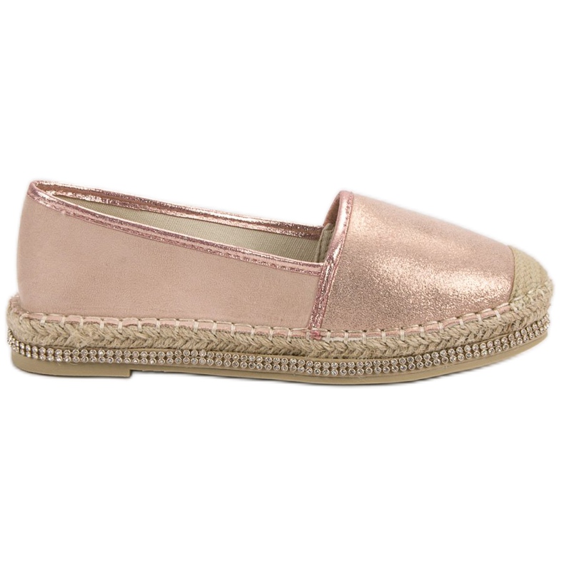 Lucky Shoes Puder-Espadrilles mit Kristallen rosa
