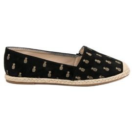 Lucky Shoes Schwarze Espadrilles In Ananas