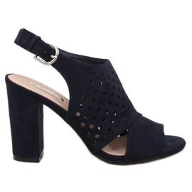 Marineblaue Sandalen mit Lochmuster WED557 Azul