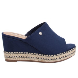 Marineblaue Hausschuhe MW-3M65 Blau