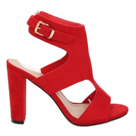 Rote Sandalen am Pfosten J-8711 Rot