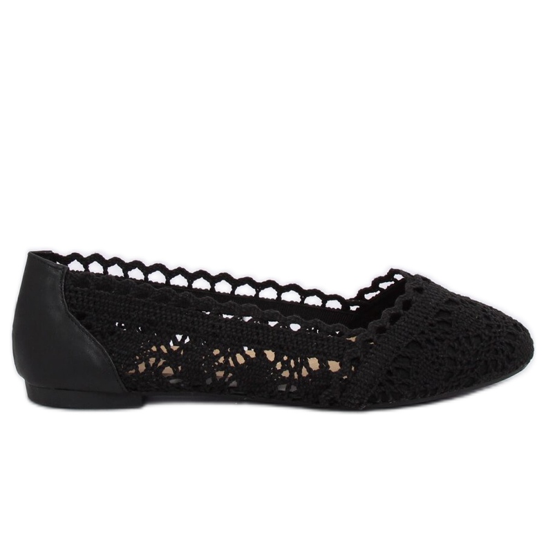 Schwarz 4701 Schwarze durchbrochene Ballerinas