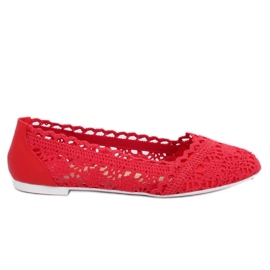 Rote durchbrochene Ballerinas 4701 Rot