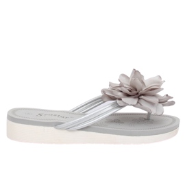 Graue Flip-Flops mit Blume CK103 Grau