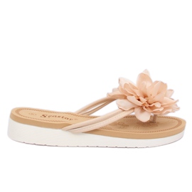 Flip-Flops mit Blumenbeige CK103 Beige