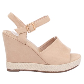 Beige Sandalen auf Keilabsatz FD-5M14 Beige