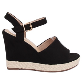Schwarze Sandalen auf Keilabsatz schwarz FD-5M14 Black