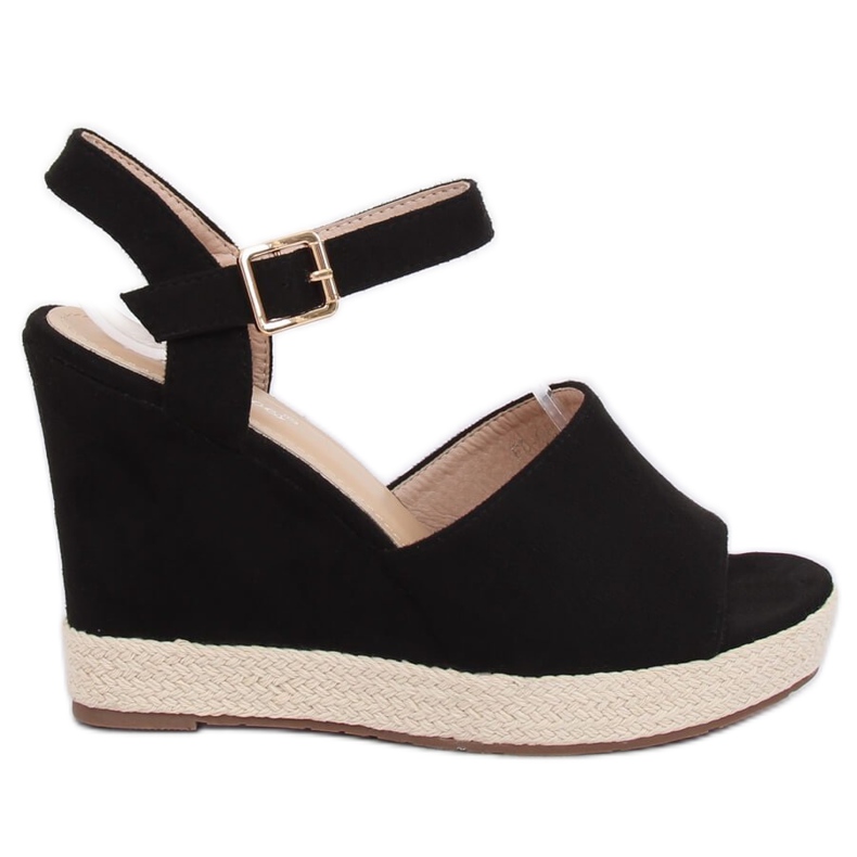 Schwarze Sandalen auf Keilabsatz schwarz FD-5M14 Black