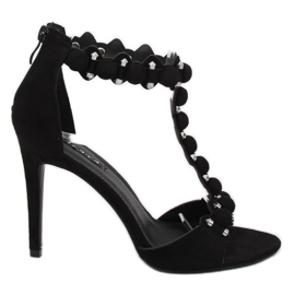 Schwarze Sandalen auf hohem Absatz GH-5A5733 Schwarz